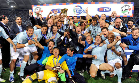 Festeggiamenti per la vittoria della Coppa Italia
